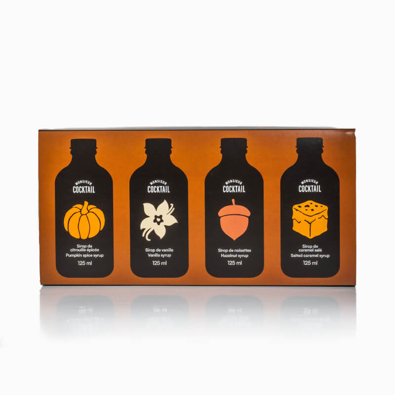 Box of coffee syrups