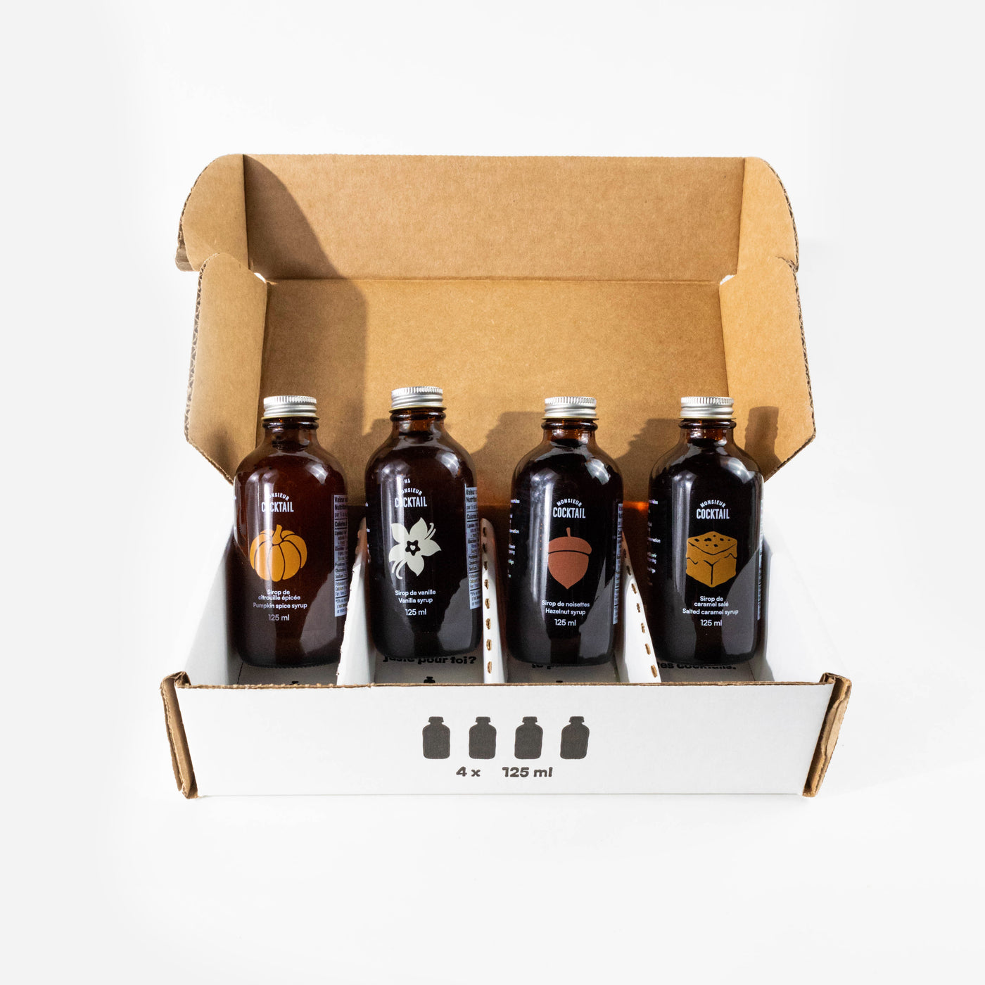Box of coffee syrups